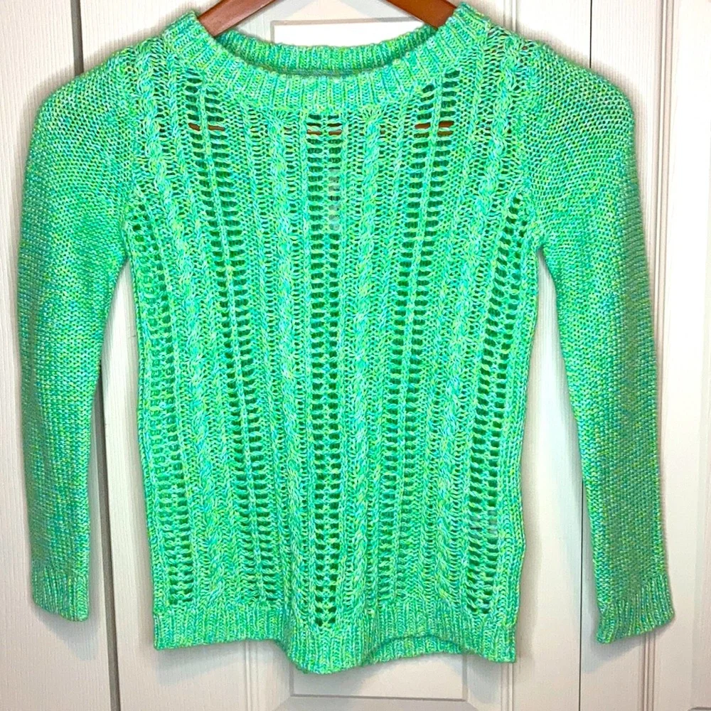 Gap Kids Crew Neck Knit Sweater NWT Girls Small 6-7 Teal Green